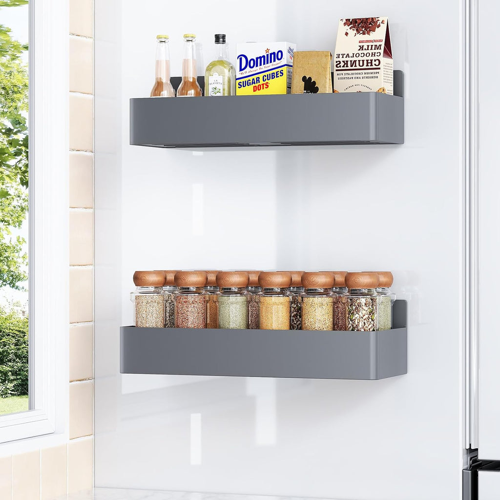 Magnetic Spice Rack for Refrigerator Woodgrain, 4 Pack