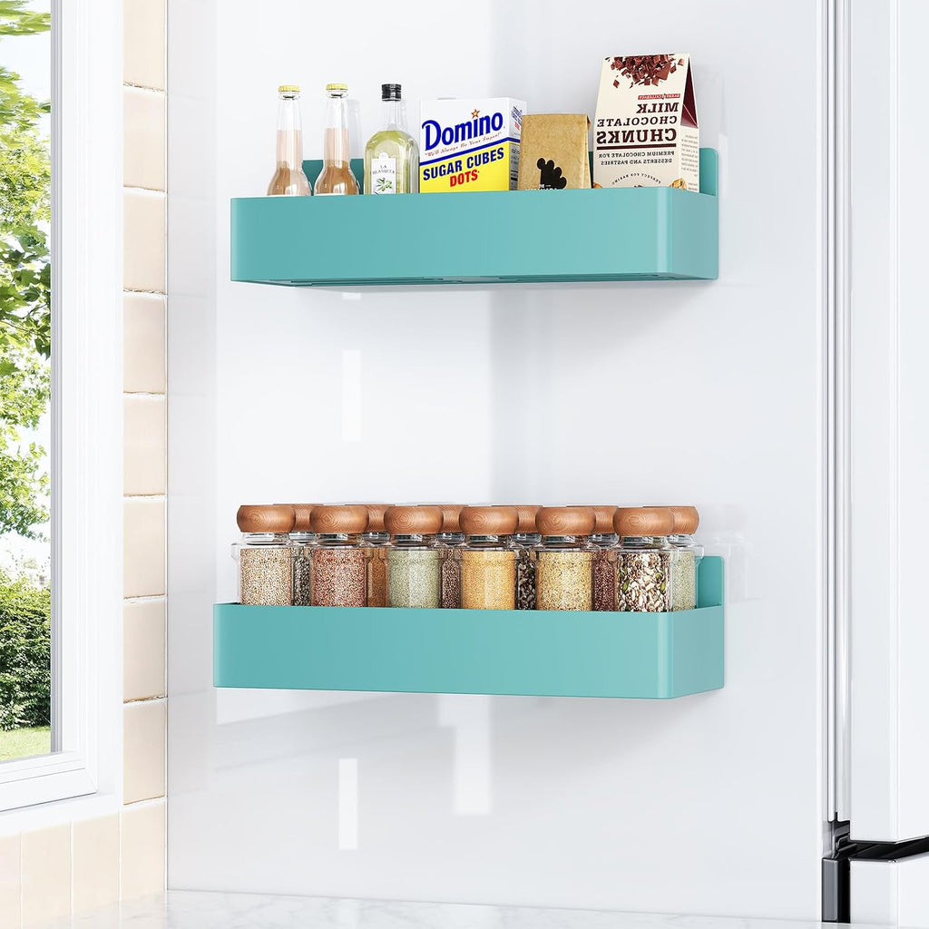 Magnetic Spice Rack for Refrigerator Woodgrain, 4 Pack