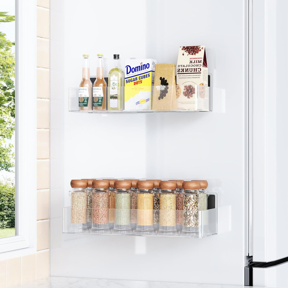 Magnetic Spice Rack for Refrigerator Black, 4 Pack
