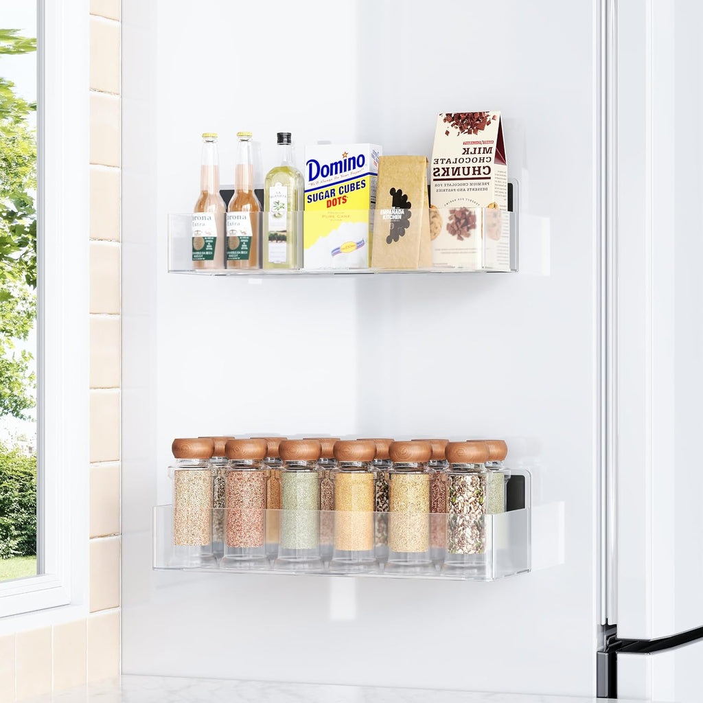 Magnetic Spice Rack for Refrigerator Woodgrain, 4 Pack