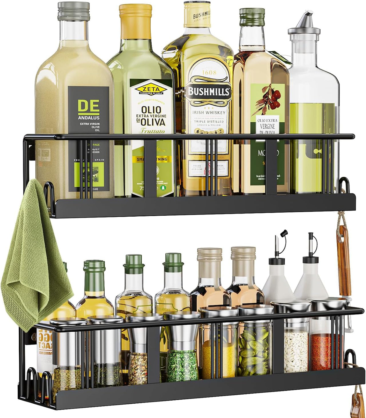 Bunoxea Spice Rack Wall Mounted 3 Pack,RV Spice Rack,Black