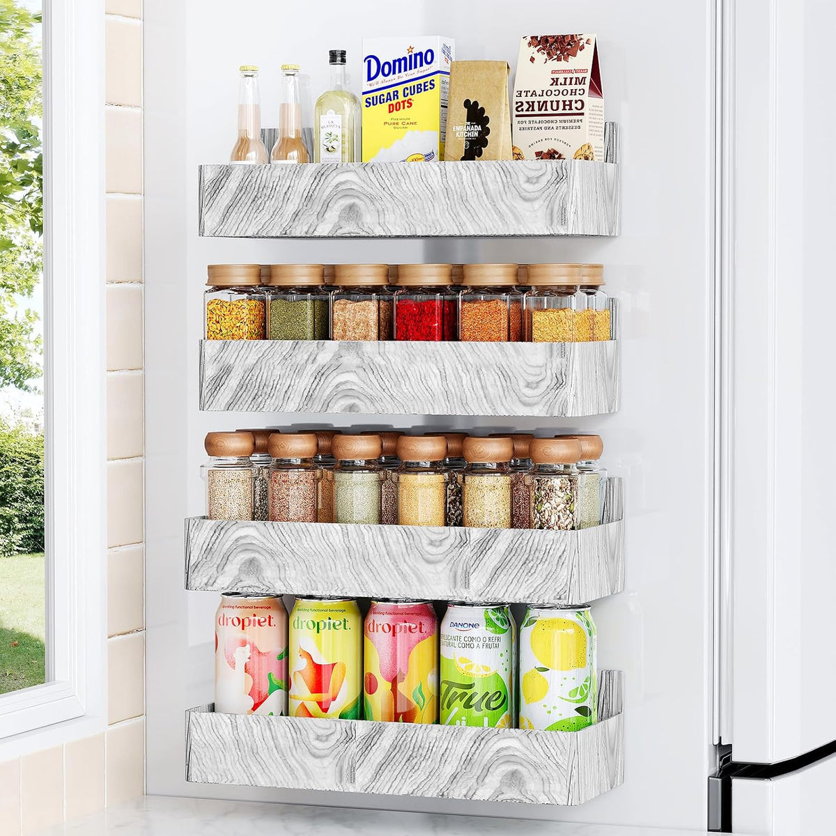 Magnetic Spice Rack for Refrigerator Black, 4 Pack