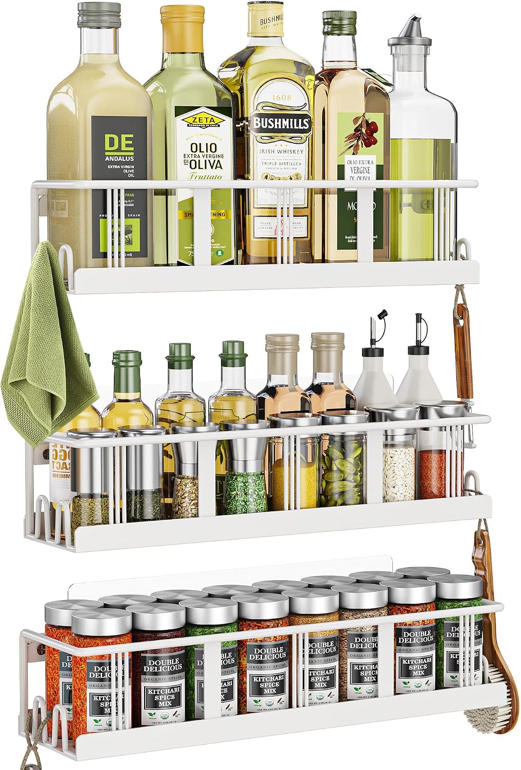 Bunoxea Spice Rack Wall Mounted 3 Pack,RV Spice Rack,Black