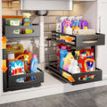 Under Sink Organizer, 2 Tier Under Sink Organizers and Storage, Adjustable Height, Slide out Metal Cabinet Organizers, Pull out Cabinet Storage Drawer Shelf for Kitchen Bathroom (Black, 2)