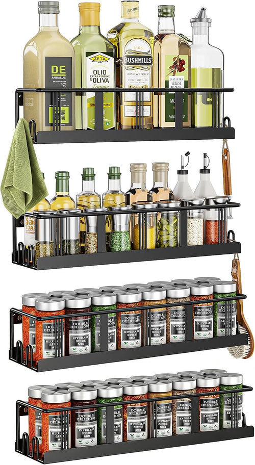 Bunoxea Spice Rack Wall Mounted 3 Pack,RV Spice Rack,Black