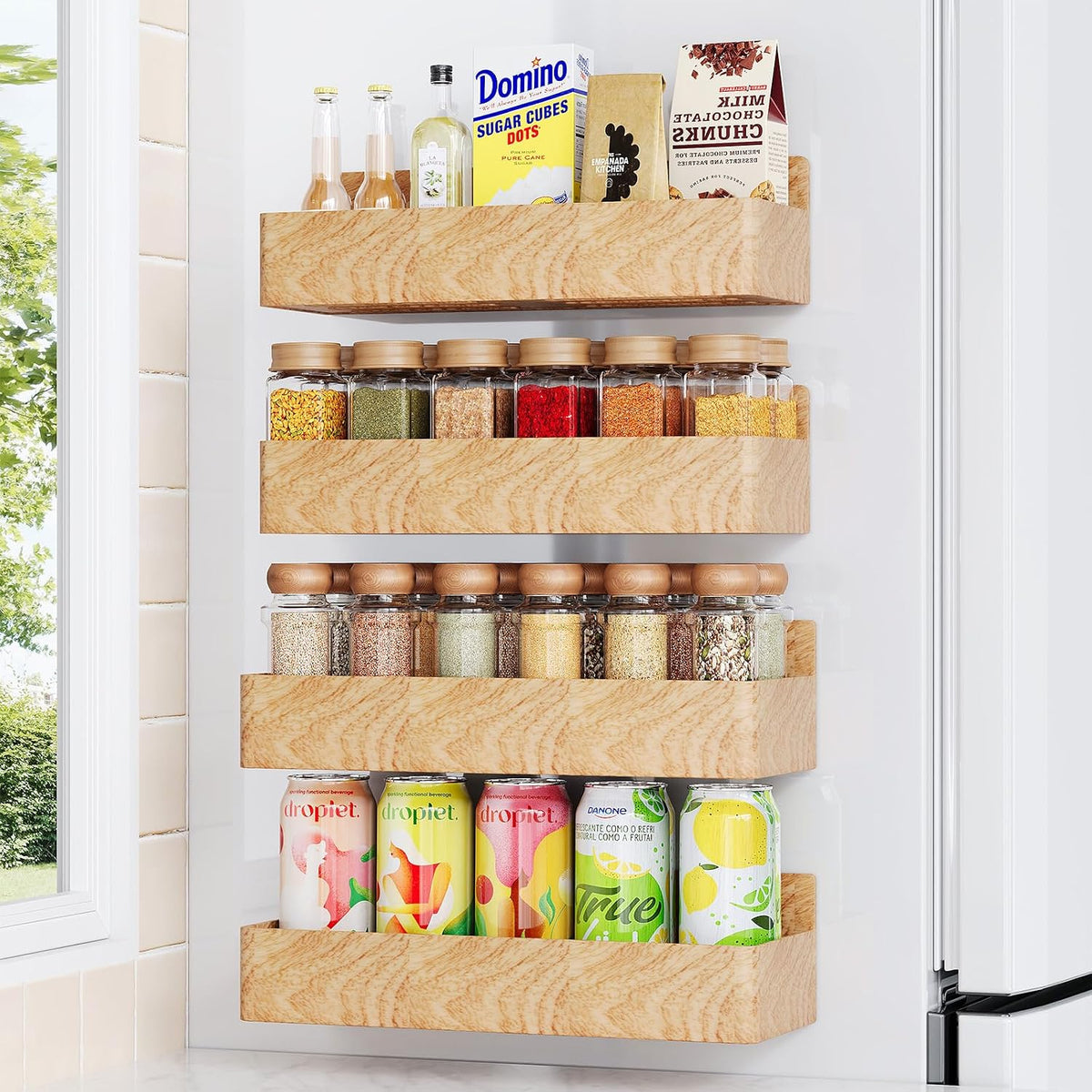 Magnetic Spice Rack for Refrigerator Black, 4 Pack