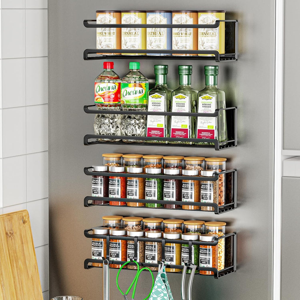 Bunoxea Spice Rack Wall Mounted 3 Pack,RV Spice Rack,Black