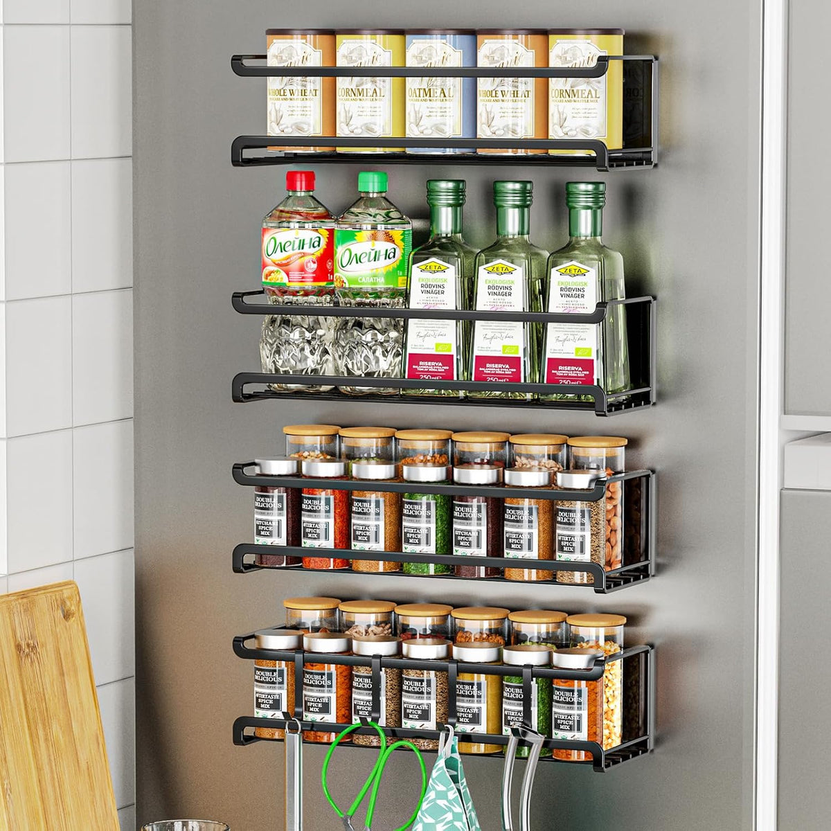 Bunoxea Spice Rack Wall Mounted 3 Pack,RV Spice Rack,Black